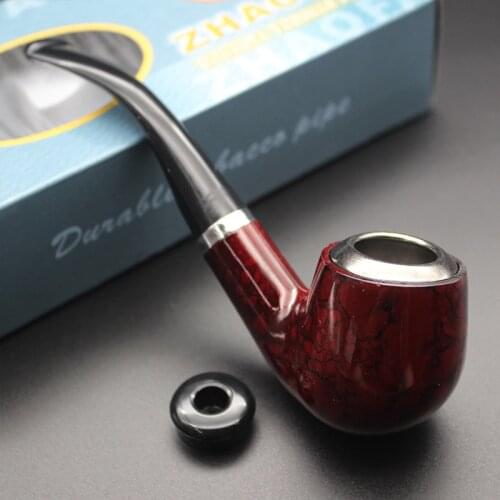 Really Handmade Resin Smoking Tobacco Pipe Classic Wooden Tobaccos Traditional Style Smok Pipe Bent Round Cigarette Accessories