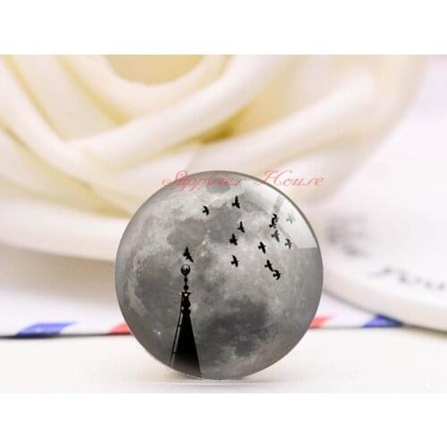 Handmade Round Starry sky photo glass Cabochons, Jewelry Finding Cameo Pendant Settings, (F008-024)