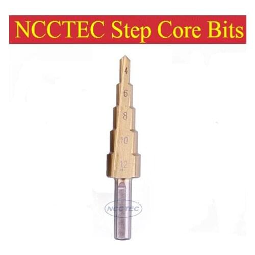 Step drill bits with titanium nitride coating FREE SHIPPING | high speed steel 4241 Pagoda Drill Ladder Drill for holes 4-12mm