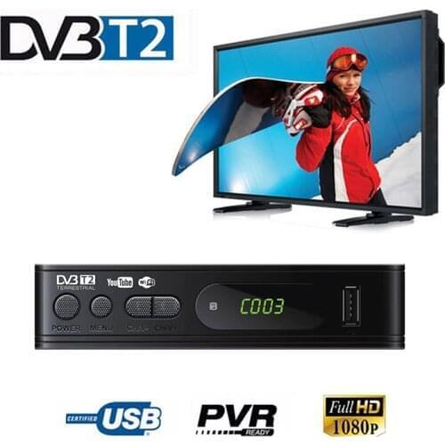 HD 1080P DVB-T2 Tuner Receiver Satellite Decoder TV Box TV Tuner DVB T2 USB2.0 Built-in Russian Manual For Monitor Adapter