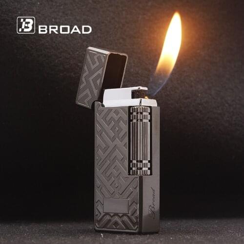 Torch Free Fire Flint Grinding Wheel Lighter Ping Bright Sound Lighter Butane Metal Inflated Gas Cigarette Cigar Compact Lighter