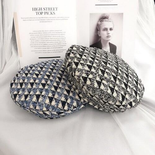 Women Wool Beret Female Bonnet Caps Plaid casual fashion Retro cap Vintage Plain Beret Hats Elegant Lady Winter Cap