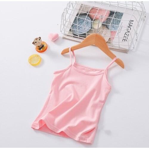 Simple Summer Toddler Girls Sleeveless Vest Solid Print Tops Blouse Cotton Casual Children Outfits School Home Leisure Vests