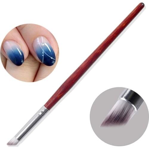 1Pc Nail Art Brush Gradient Dizzy Dye Pen Wood Handle Angle Nail Painting Dotting Tools