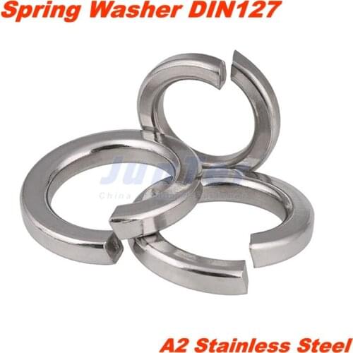 100pcs/lot M1.6 M2 M2.5 M3 M4 M5 M6 M8 M10 M12 A2 Stainless Steel Spring Washer DIN127