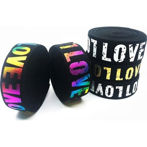 2/3/4cm Elastic Band Printing LOVE Rubber Webbing Classic Pattern Letter Love Elastic Belt for Clothing Trousers Sewing Supplies