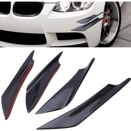 4PCS Universal Front Bumper Lip Spoiler Diffuser Splitter Fins Car Body Kit Carbon Fiber Canards Valence Chin Car Tuning Canard