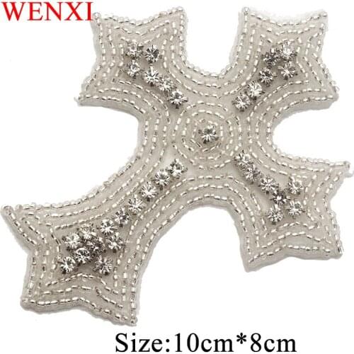WENXI 50PCS Wholesale Bride Gown Rhinestone Applique Patch For Wedding Dresses Belt Rhinestone Applique Accessories WX916
