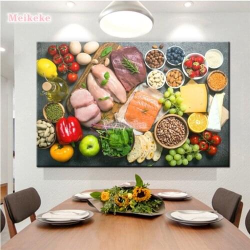 5D Diamond Painting Kitchen Cross Stitch Diamond Embroidery Ingredients food Mosaic Picture Of Rhinestones Home Decor