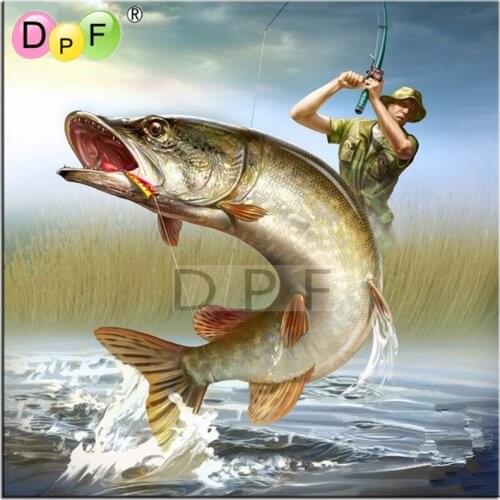 100% DIY 5D Diamond Mosaic fishing Diamond Painting Cross Stitch Kits Diamond Embroidery Patterns Rhinestones