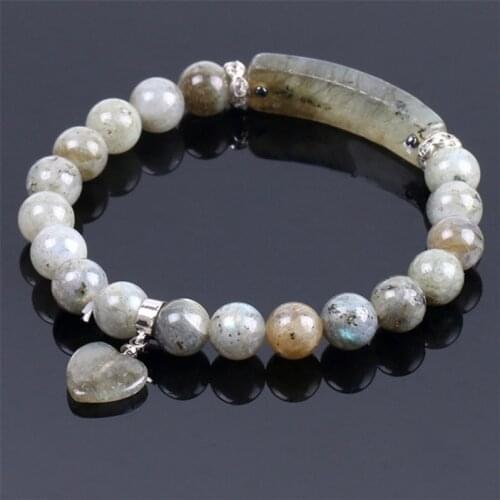 WWLB Natural Stone Bracelet Trendy Handmade Beaded Bangle Labradorite Beads Rectangle Love Heart For Women Men Yoga Jewelry S150