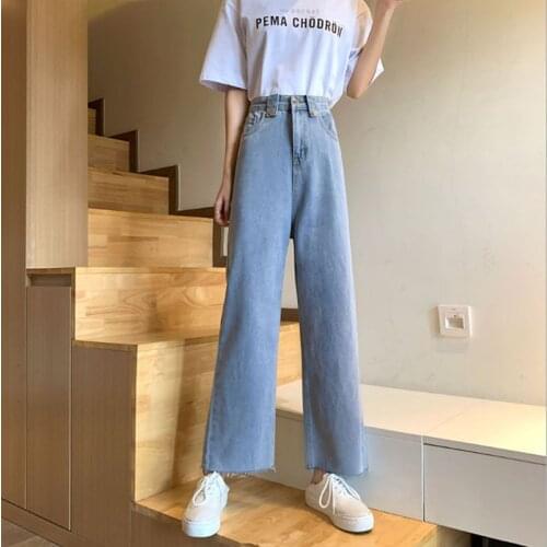 Woman Trouser High Waist Pants Blue Wide Leg Thin Denim Jeans Summer Cargo Pants Women High Waisted Jeans for Women