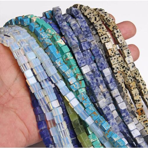 6MM Natural Stone Beads Sodalite Shoushan Stone Cube Square Bulk Beads Loose Spacer Beads For Jewelry Making DIY Bracelet Charms
