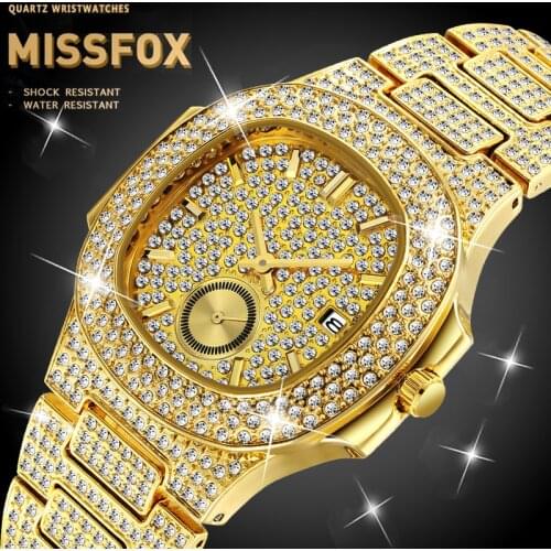 MISSFOX Mens Watches Top Brand Luxury Mens Chronograph Watch Diamond Wrist Watch PP Nautilus 5711 Designer Brand Patek Watch
