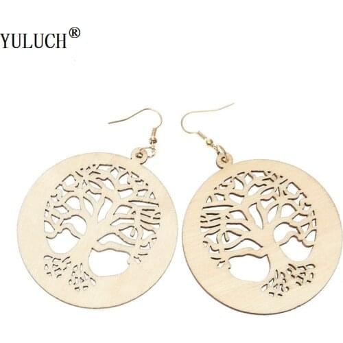 YULUCH Handmade Wood Earrings 5 Colors Earrings Tree Root Drop Earrings Ethnic Simple Style For Girls Holiday Beach Fashion