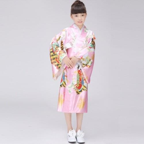 Children Yukata obi Vintage Japanese grils Kimono kids Yukata Haori Dress traditional japanese Kimono Free shippingS M L717-7