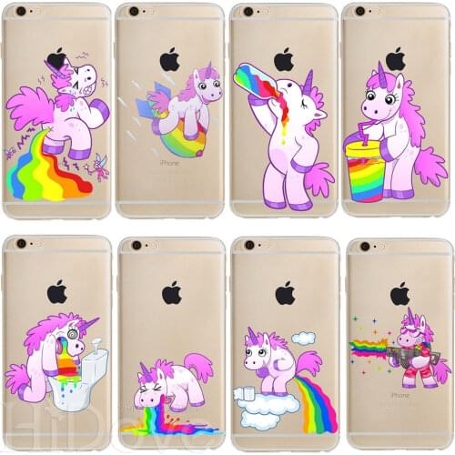 For iPhone 11 Pro XS Max XR 4 4S 5 5S 5C SE 6 6S 7 8 Plus X Cute Rainbow Unicorn Soft TPU Case Fundas Phone Silicone Cover