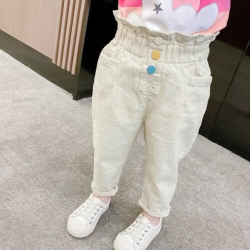 Girls Jeans High Waist Jeans Baby Ruffles Jeans Infantil Casual Style Baby Girl Clothes Spring Autumn