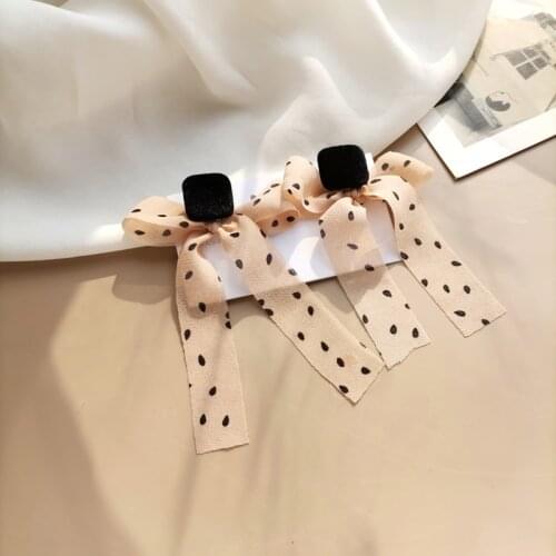 IOY IRENE S925 Needle Winter Bohemia Black Retro Tassel Yarn Bowknot Drop Earrings For Women New Jewelry