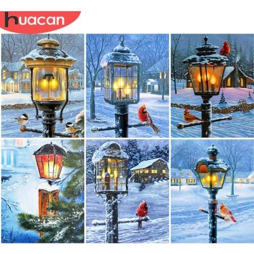 HUACAN Paint By Numbers Winter Wall Art Unique Gift Hand Painted On Canvas Picture By Numbers Bird Animal Christmas Gift