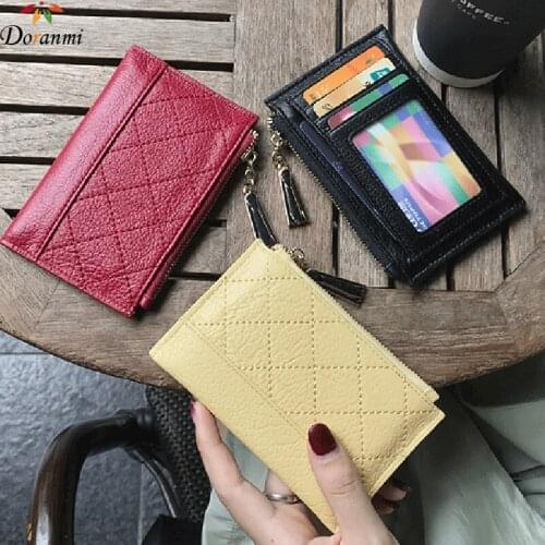DORANMI Genuine Leather Womens Wallet 2019 Fashion Folding Cow Leather Purse Bag Female Money Bag Card Holder Coin Purse DJB772
