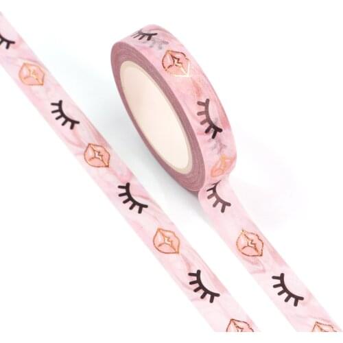 10pcs/lot 10MM*10M Foil Romantic Shy eyes Lips Pink Decorative Washi Tape DIY Scrapbooking Masking Tape School Office Supply