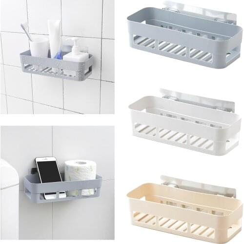 Wall Mounted Bathroom Shower Shelf Bath Caddy Storage Basket Rack Rectangle 26x10x6cm