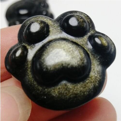 Natural Obsidian Minerals And Stones Necklace Pendant Hand Carved Cat Claw Bear Paw Shape Black Jewel Lucky Amulet Unique Gifts