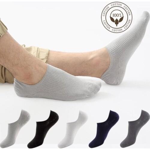100% Cotton Mens Socks No Show Boat Socks Man Breathable Invisible Short Socks Silicone Non-slip Socks Calcetines