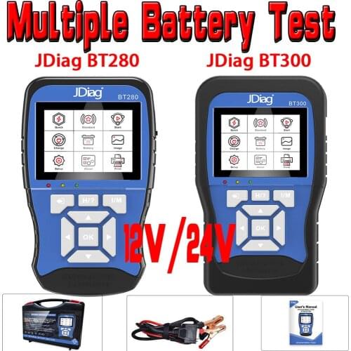 Newest JDiag BT280 12V Universal Battery Tester for Car Trucks Boats Motorcycle Professional JDiag BT300 12V/24V Battery Tester