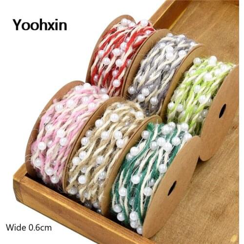 NEW 6 colors beads lace fabric trim ribbon cord DIY sewing applique Christmas tree gift decor 0.6cm wide