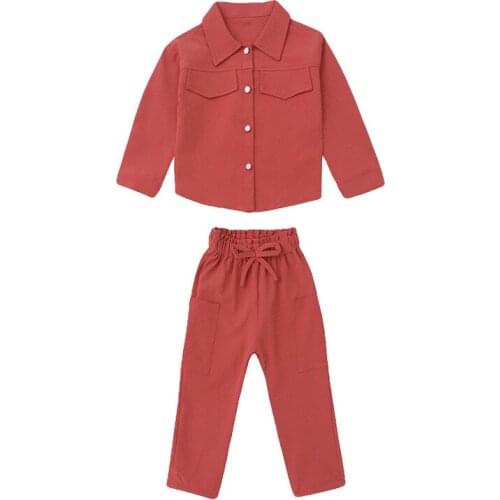 New Autumn Fashion Pure Color Teen Girls Sportswear Top + Pants 2 Pieces Youth Children Workwear Clothing