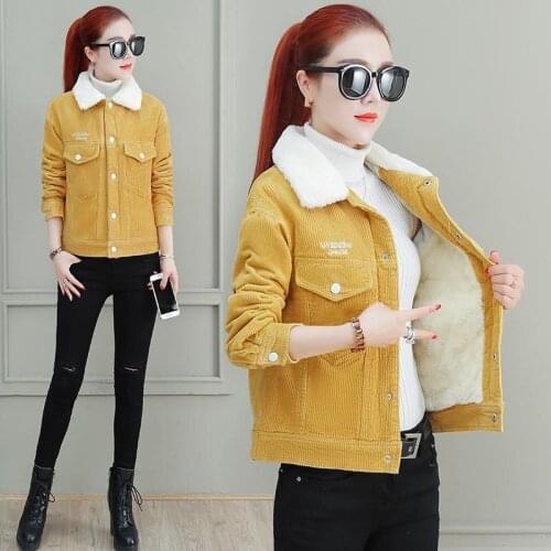 New Women Autumn Winter Jacket velvet warm Coats Parkas Fashion Corduroy Jackets Cute Girl Student Outwear Short Jacket Tops