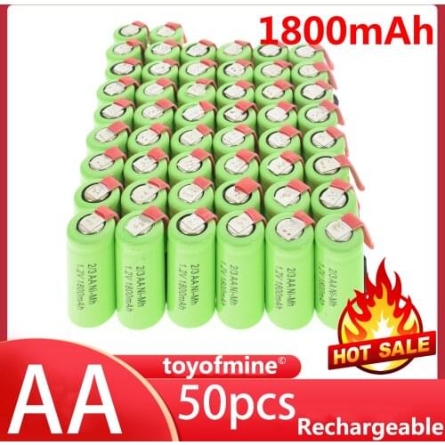 50x Ni-MH 1.2V 2/3 AA 1800mAh rechargeable battery NI-MH Batteries For Phone Toy