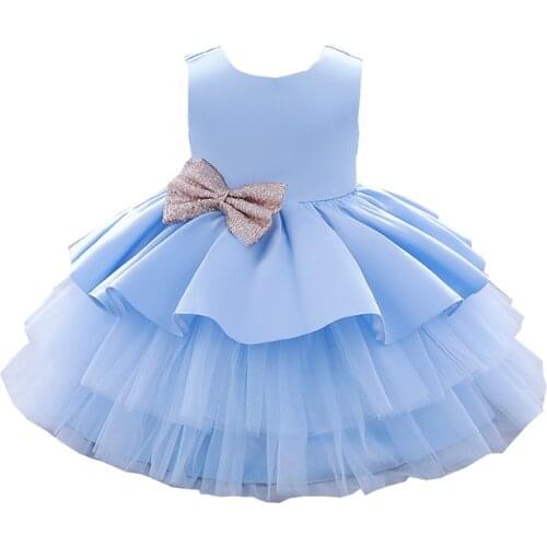 Sequin Bow Baby Girls Dresses Toddler prom Wedding Birthday Party Ball Gown Baptism Kids Evening Outfits Clothes