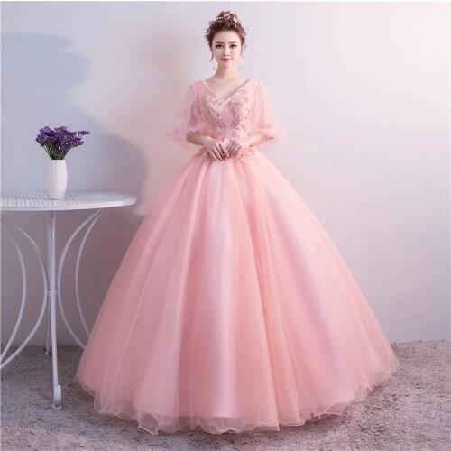 Quinceanera Dress 2020 New Party Prom Elegant V-neck Ball Gown Sweet Floral Print Quinceanera Dresses Plus Size