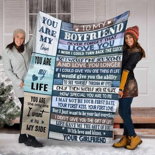 Gift Letter To My Boyfriend 3D Printed Fleece Blanket for Beds Thick Quilt Fashion Throw Blanket From Love Your Girlfriend