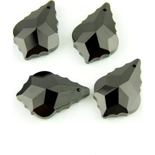 Black 38MM/50MM/63MM/76MM K9 Optical Crystal Maple Leaf Plated Prism Ornament Glass Pendant For Lighting Decoration