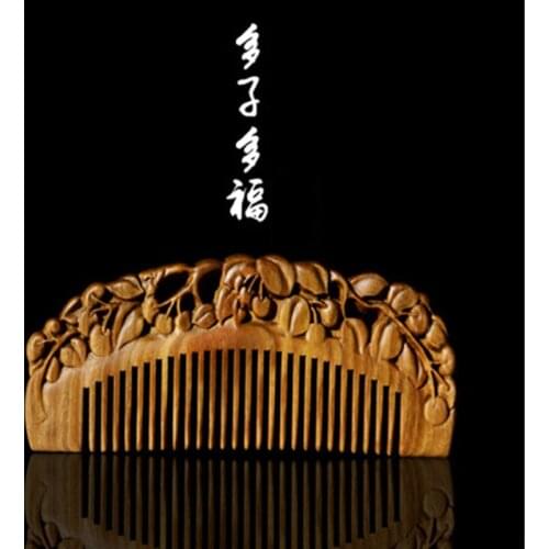 Professional Wooden Comb Handmade Hair Brush Health Care Anti-static Massage Comb Black Sandalwood Comb Wedding/ Birthday Gift