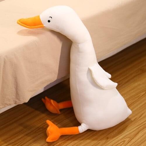 70cm/90cm Cute Plush White Goose Stuffed Animal Soft Plush Goose Sleeping Pillow Funny Doll Toys for Kids Girls Birthday Gift