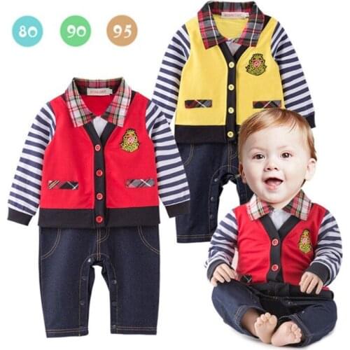 Special Offer~Handsome Striped Long Sleeves False Two Pieces Baby Boys Jumpsuits/Kids Romper 3036