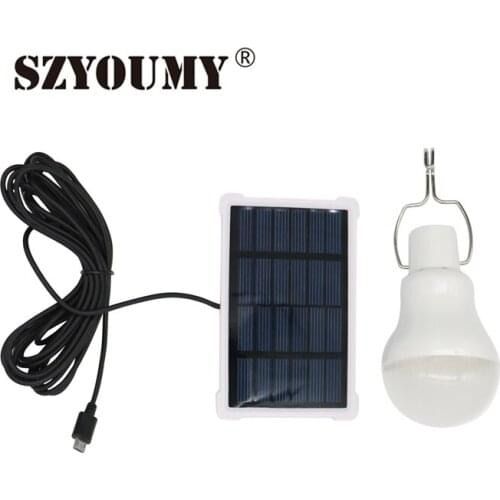 SZYOUMY Outdoor 150LM Solar Powered Led Bulb Portable Solar Energy Lamp led Lighting Solar Panel Camp Travel Camping Lighting