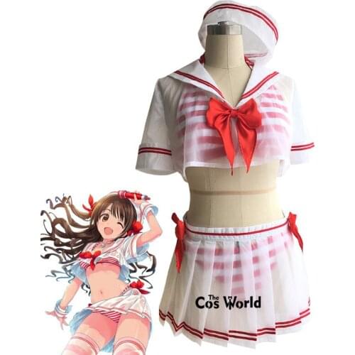 Shimamura Uzuki Sailor Suit Bikini Swimwear Bathing Suit Tops Dress Anime Cosplay Costumes