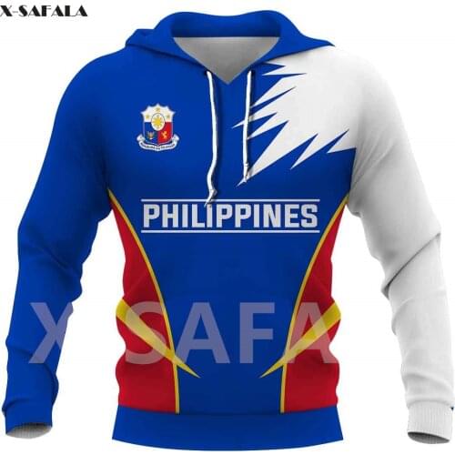 Philippines National Emblem Skull Country Map Flag 3D All Printed Hoodie 1 Man Women Harajuku Zipper Pullover Sweatshirt Jacket