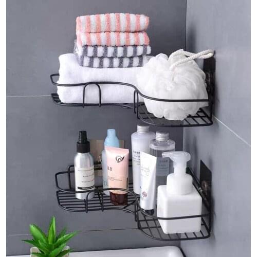 Bathroom perforation-free corner racks, bathroom toilet racks, seamless wall suction tripod, kitchen wall-mounted storage