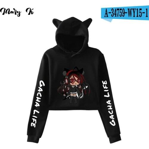Gacha Life Crop women Hoodie cute Sweatshirts Womens Cat Pullover Girl Kawaii Harajuku Tracksuit Oversized hoodie ladies clothes