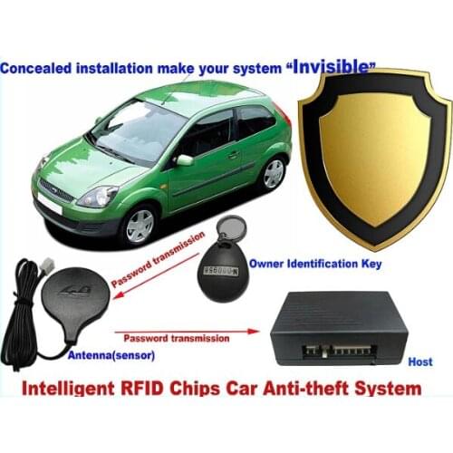 Universal Car Alarm Systems Auto security RFID burglar engine immobilizer + circuit cut off automatically fo 12V car styling