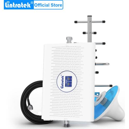 Lintratek signal booster 2100mhz 1800mhz dual band 3G 4G LTE cellular signal repeater 70dB 23dBm ALC AGC mobile phone amplifier