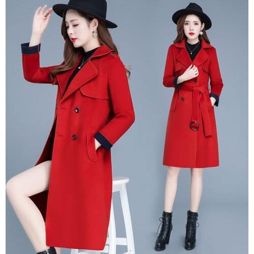 Autumn Winter Woolen Coat Female Mid-Long 2020 New Upscale Temperament Overcoat Women Casual Plus Size Wool Outerwear R571