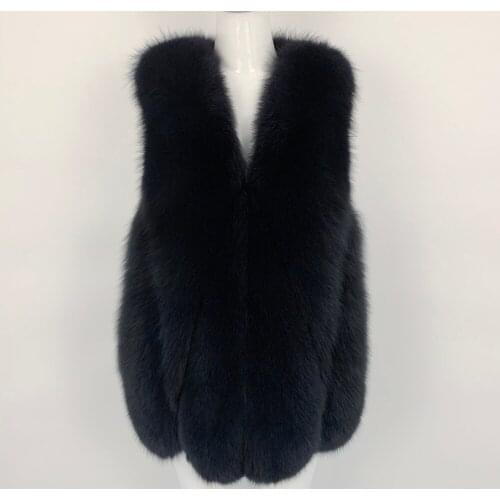 Natural Fox Fur Vest Womens Winter Jacket Real Fox Fur Coat High Quality Natural Fox Fur Vest Real Fox Fur Coat Beige